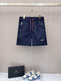 Color-blocked drawstring casual shorts