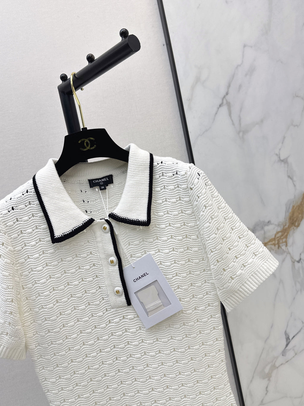 26SS — New Hollow-out Knit Short-sleeved Dress