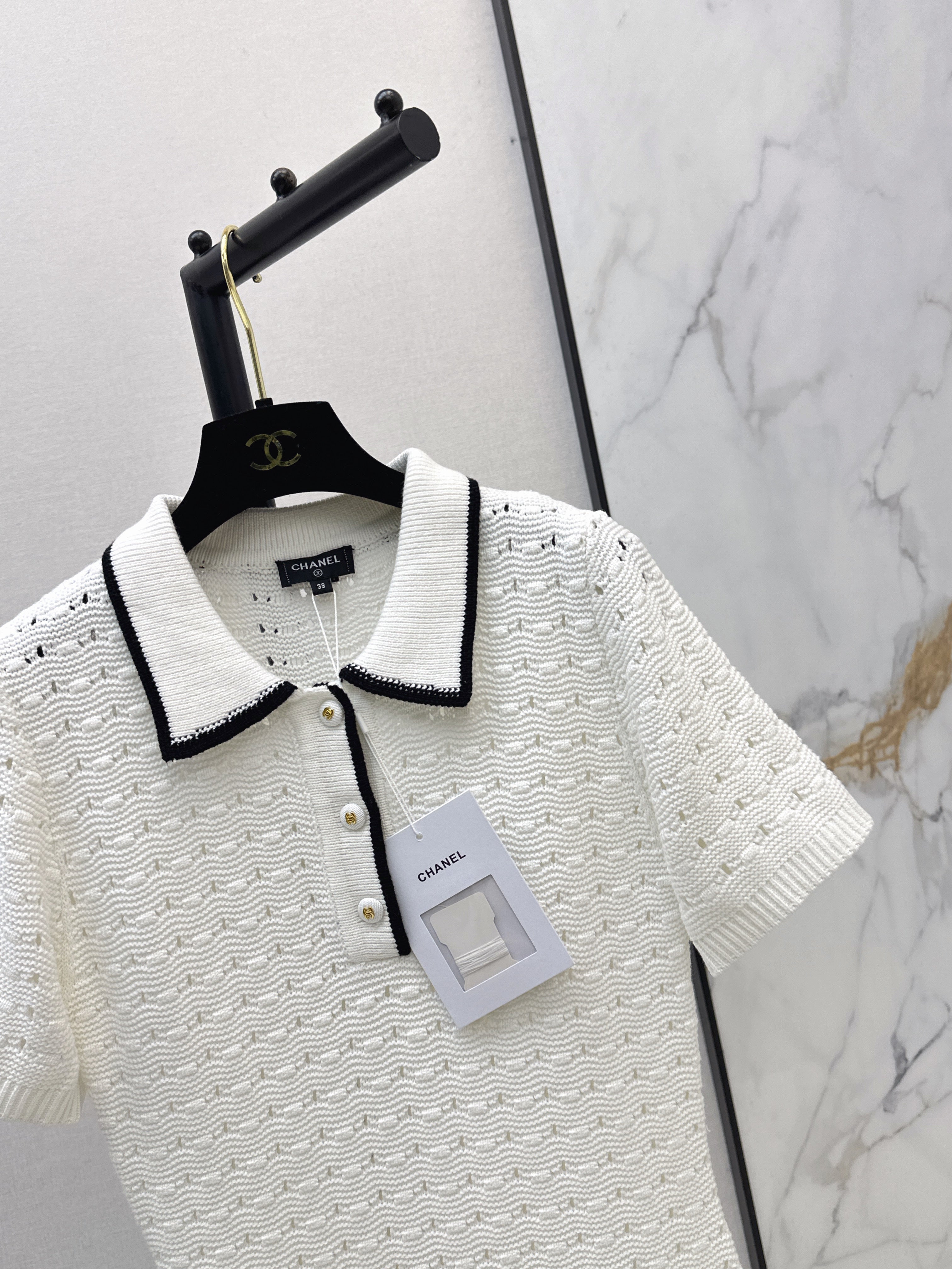 26SS — New Hollow-out Knit Short-sleeved Dress