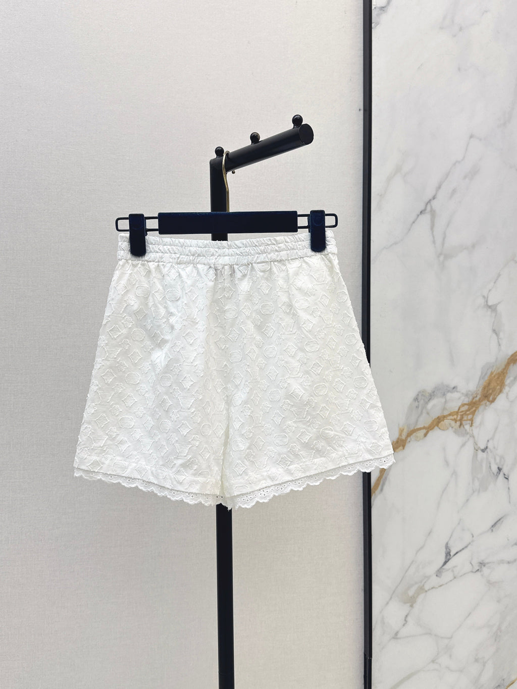 26SS — New Jacquard Pure Cotton White Lace Shorts