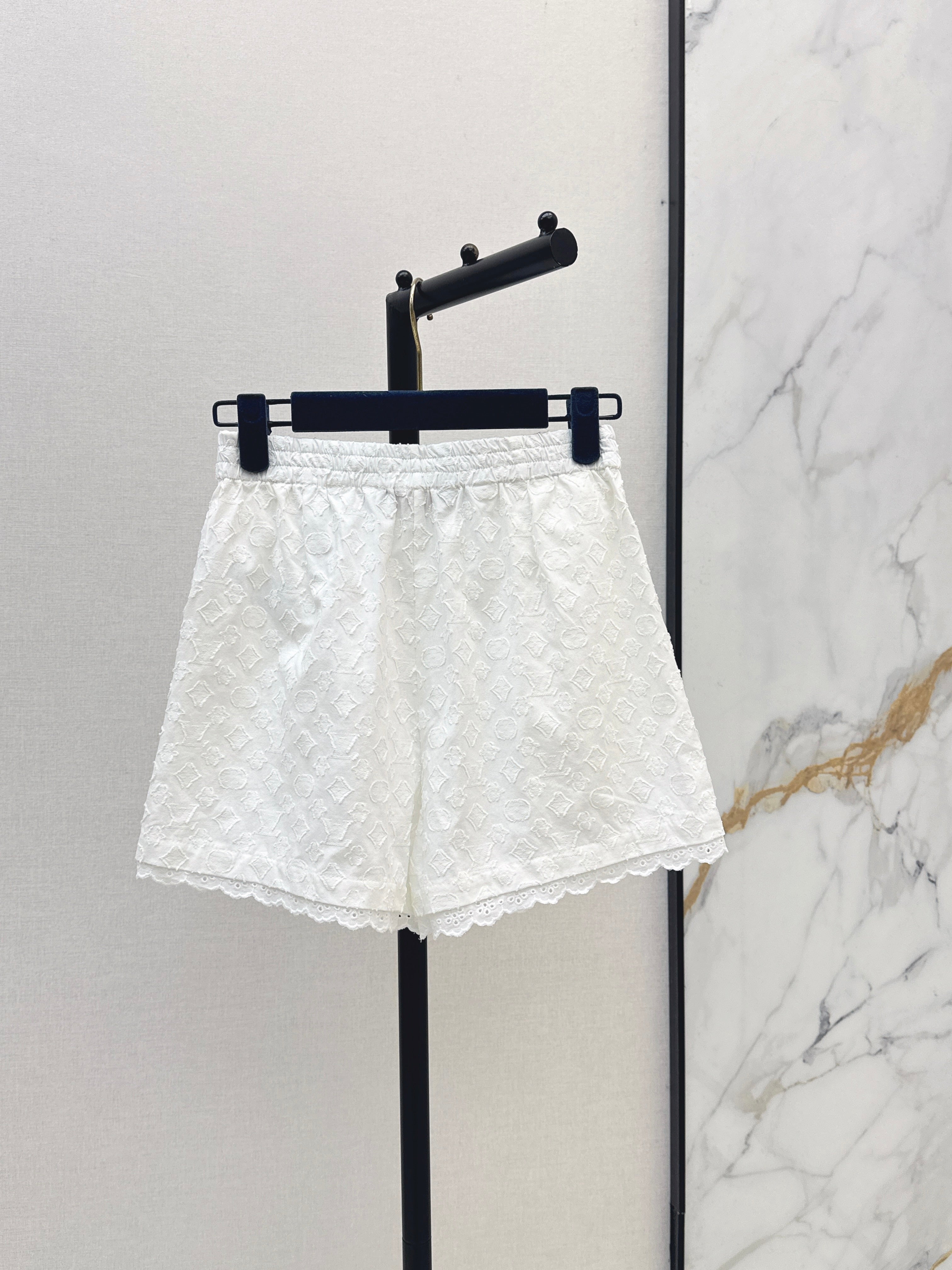 26SS — New Jacquard Pure Cotton White Lace Shorts