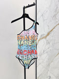 New one-shoulder graffiti one-piece swimsuit