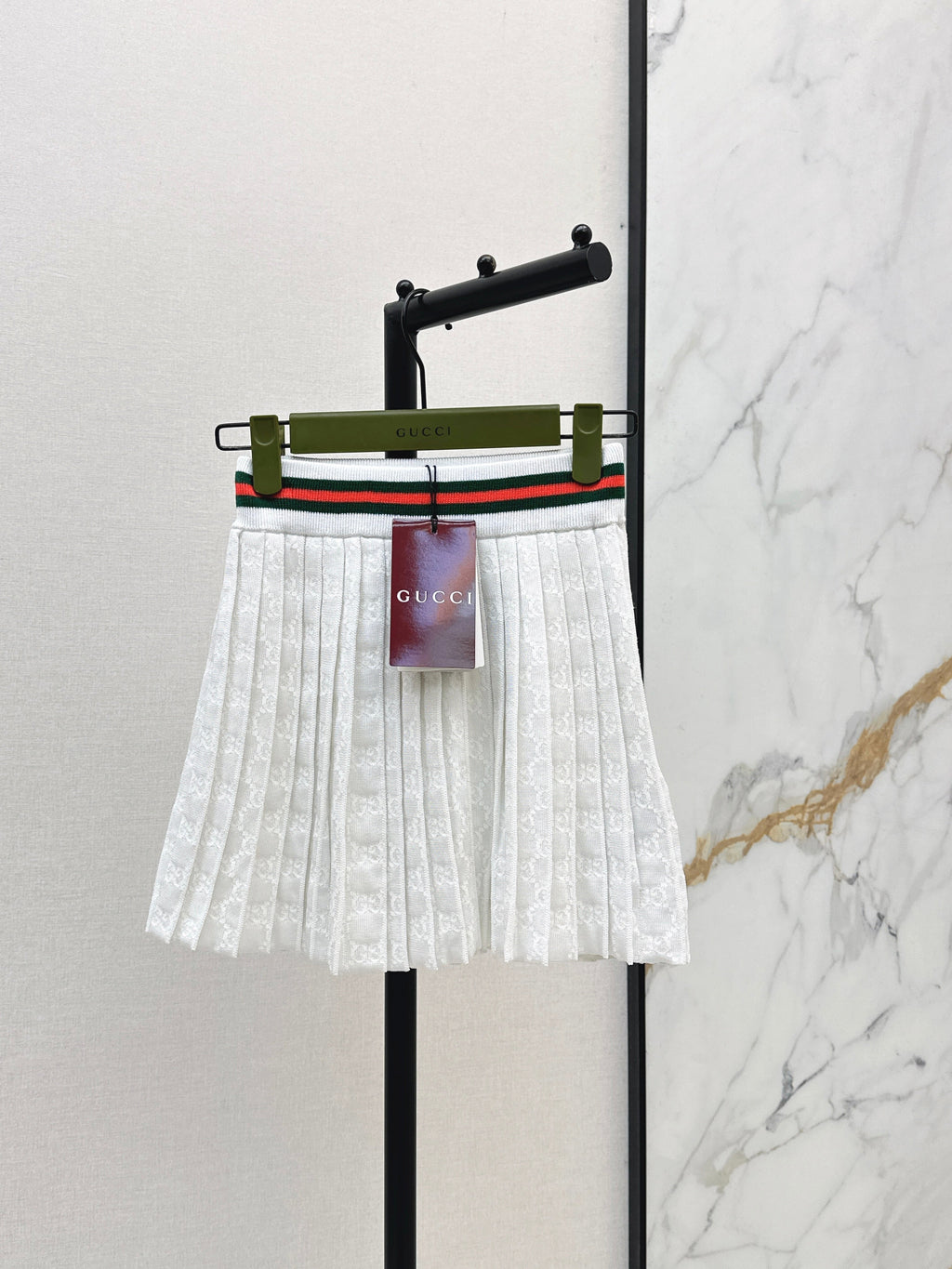 26SS - New Jacquard Pleated Midi Skirt