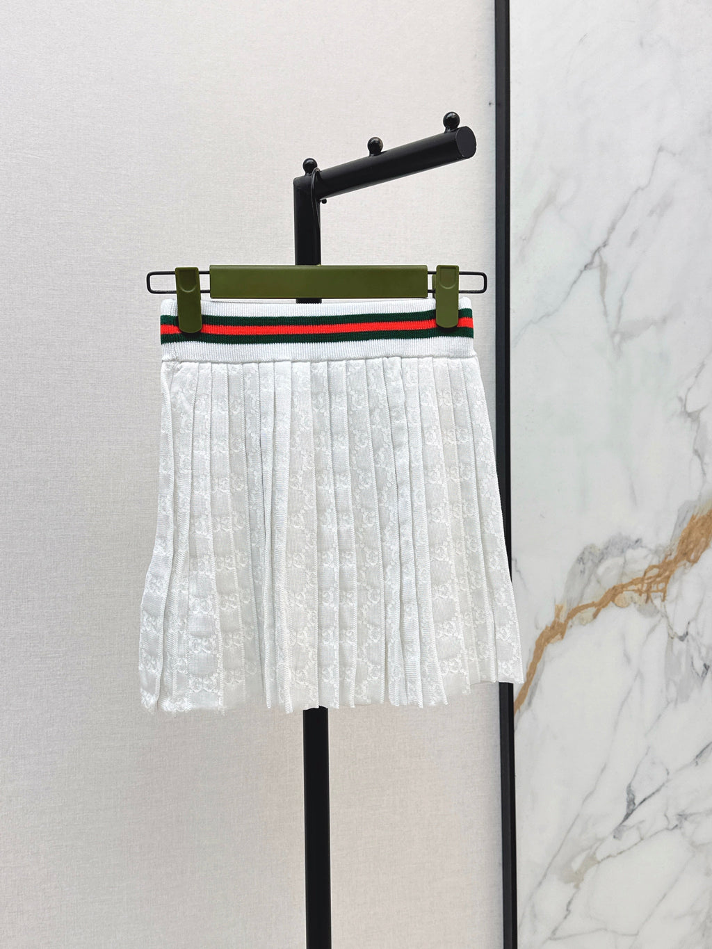 26SS - New Jacquard Pleated Midi Skirt