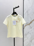 26SS - New Heavy Embroidery Beaded Letter Short-Sleeve T-Shirt + Tweed High-Waisted A-Line Skirt