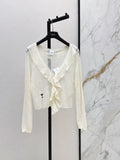 26SS — New Double-Layer Ruffled V-Neck Knit Cardigan