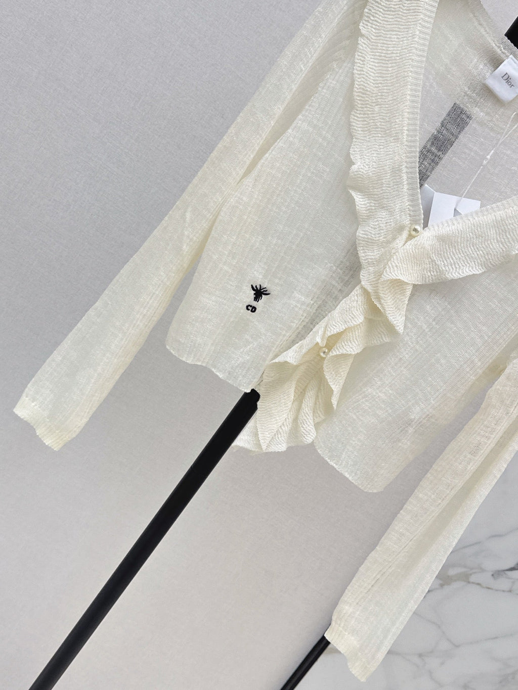 26SS — New Double-Layer Ruffled V-Neck Knit Cardigan