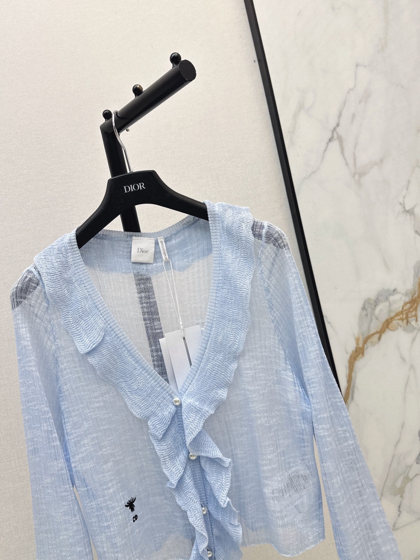 26SS — New Double-Layer Ruffled V-Neck Knit Cardigan