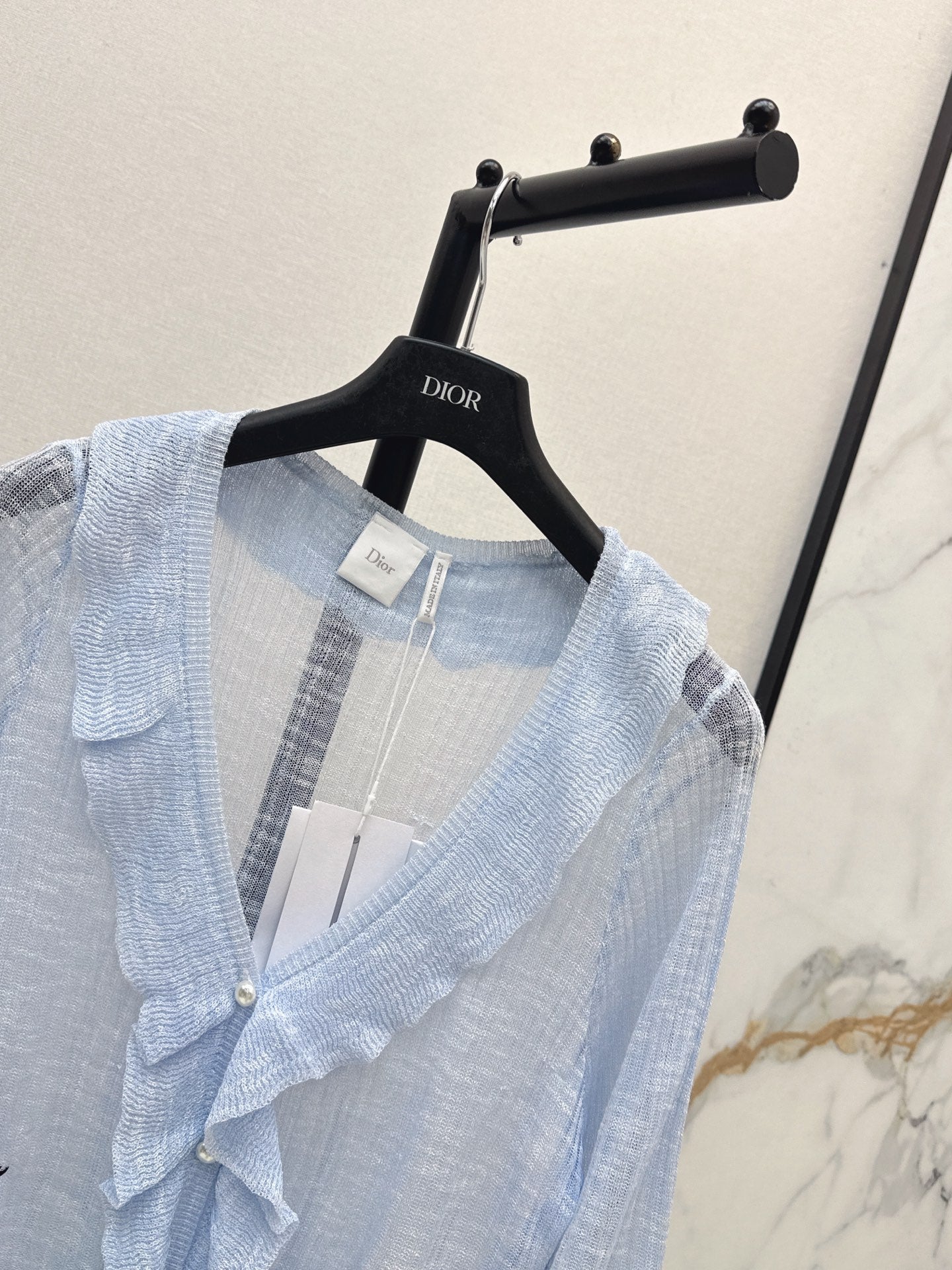 26SS — New Double-Layer Ruffled V-Neck Knit Cardigan
