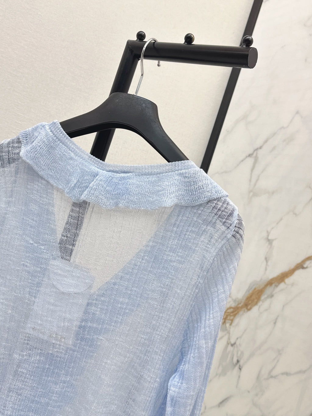 26SS — New Double-Layer Ruffled V-Neck Knit Cardigan