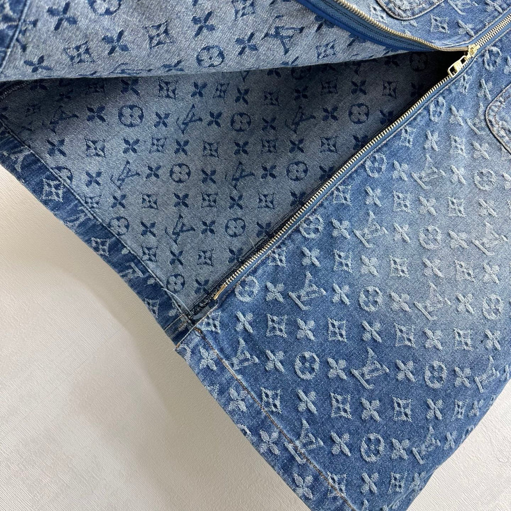 26SS — New Jacquard Belt Denim Midi Skirt