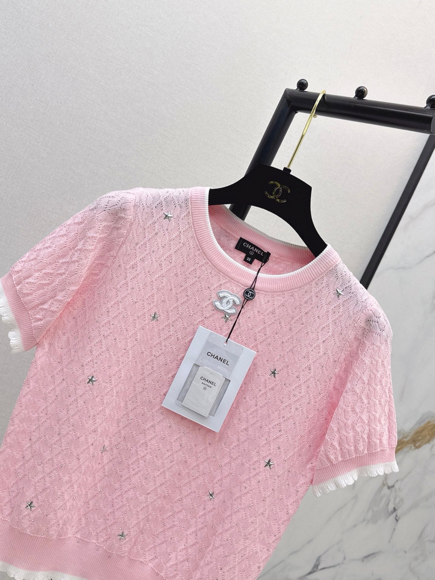 26Ss - New Logo-Decorated Short-Sleeve Knit Sweater