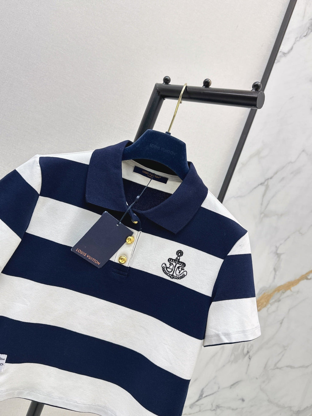 26Ss - New Anchor Embroidered Striped Polo Shirt