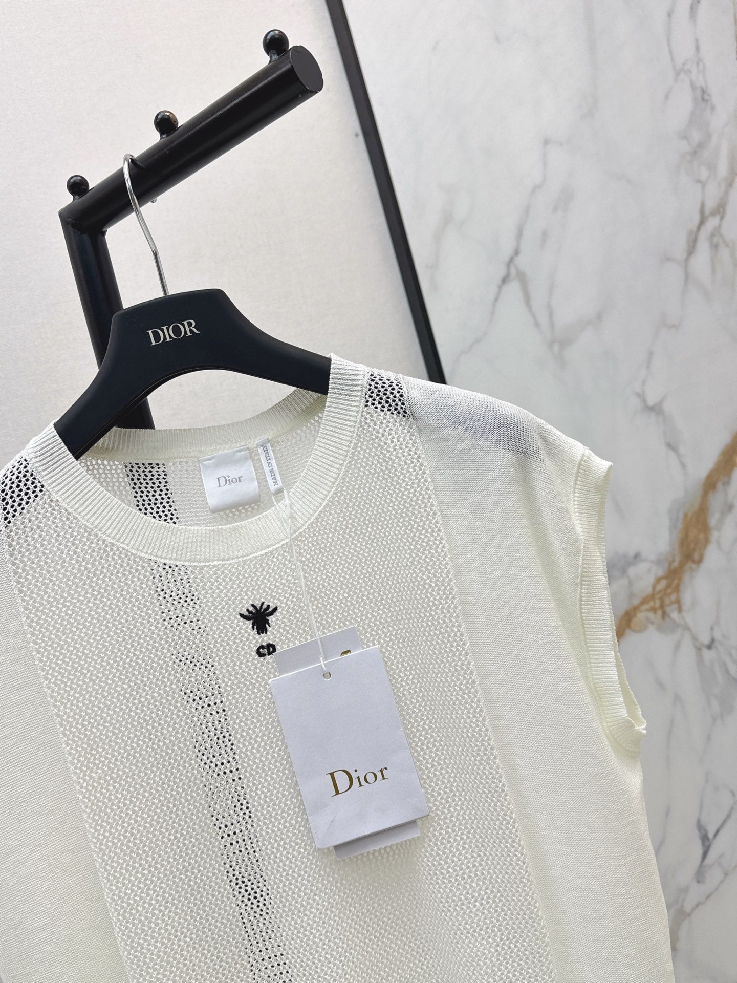 26SS - New Patchwork Hollow-Out Round Neck Drop Shoulder Knit Sweater