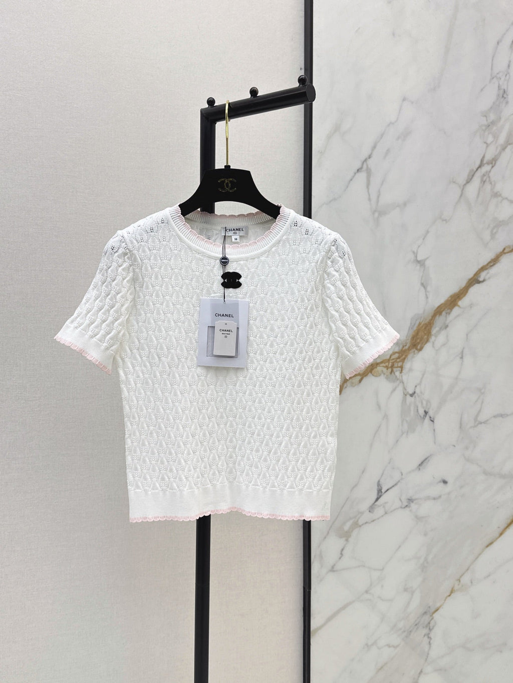 26SS — New Logo-Decorated Knitted Short-Sleeve T-Shirt