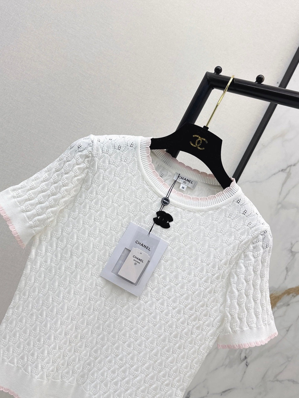 26SS — New Logo-Decorated Knitted Short-Sleeve T-Shirt