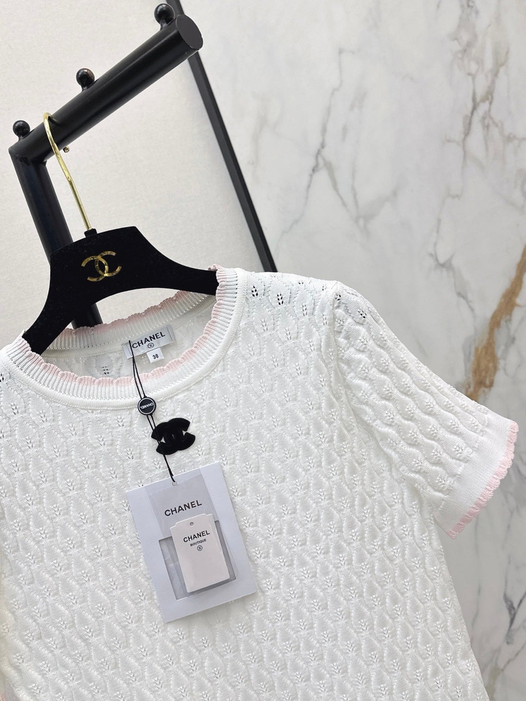 26SS — New Logo-Decorated Knitted Short-Sleeve T-Shirt