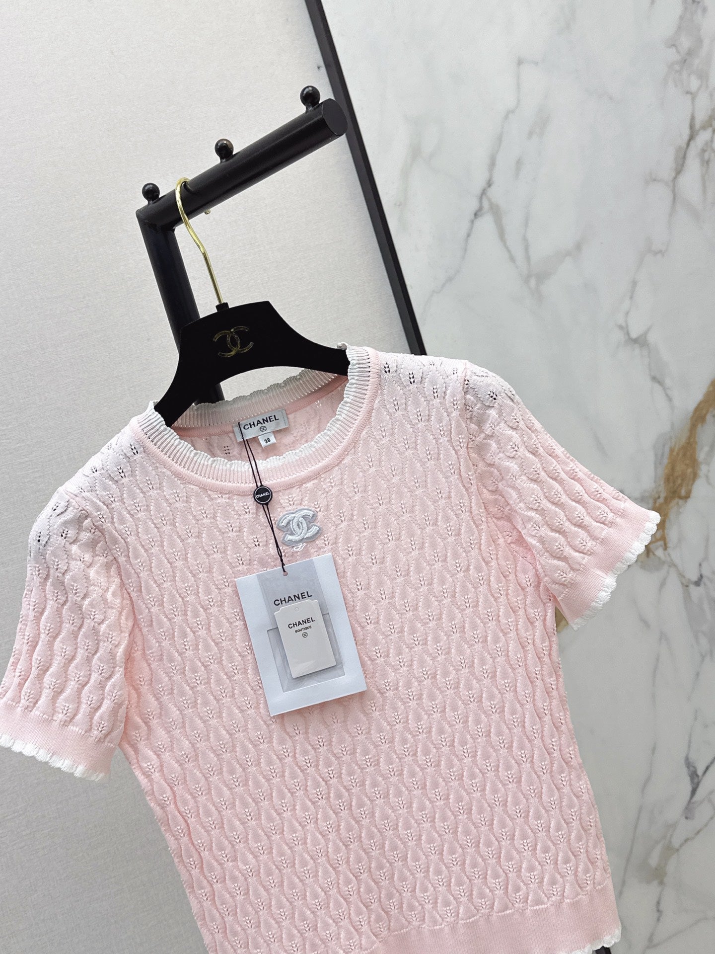 26SS — New Logo-Decorated Knitted Short-Sleeve T-Shirt