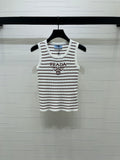 Color-block striped knit vest