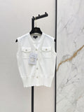 26SS — New white sleeveless knit vest
