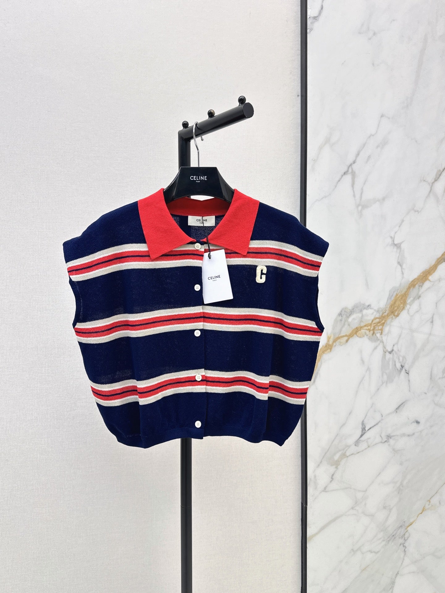 26SS — New Sleeveless Striped Knit Top