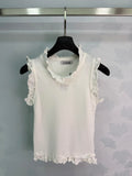26 New White Ruffled Sleeveless Vest