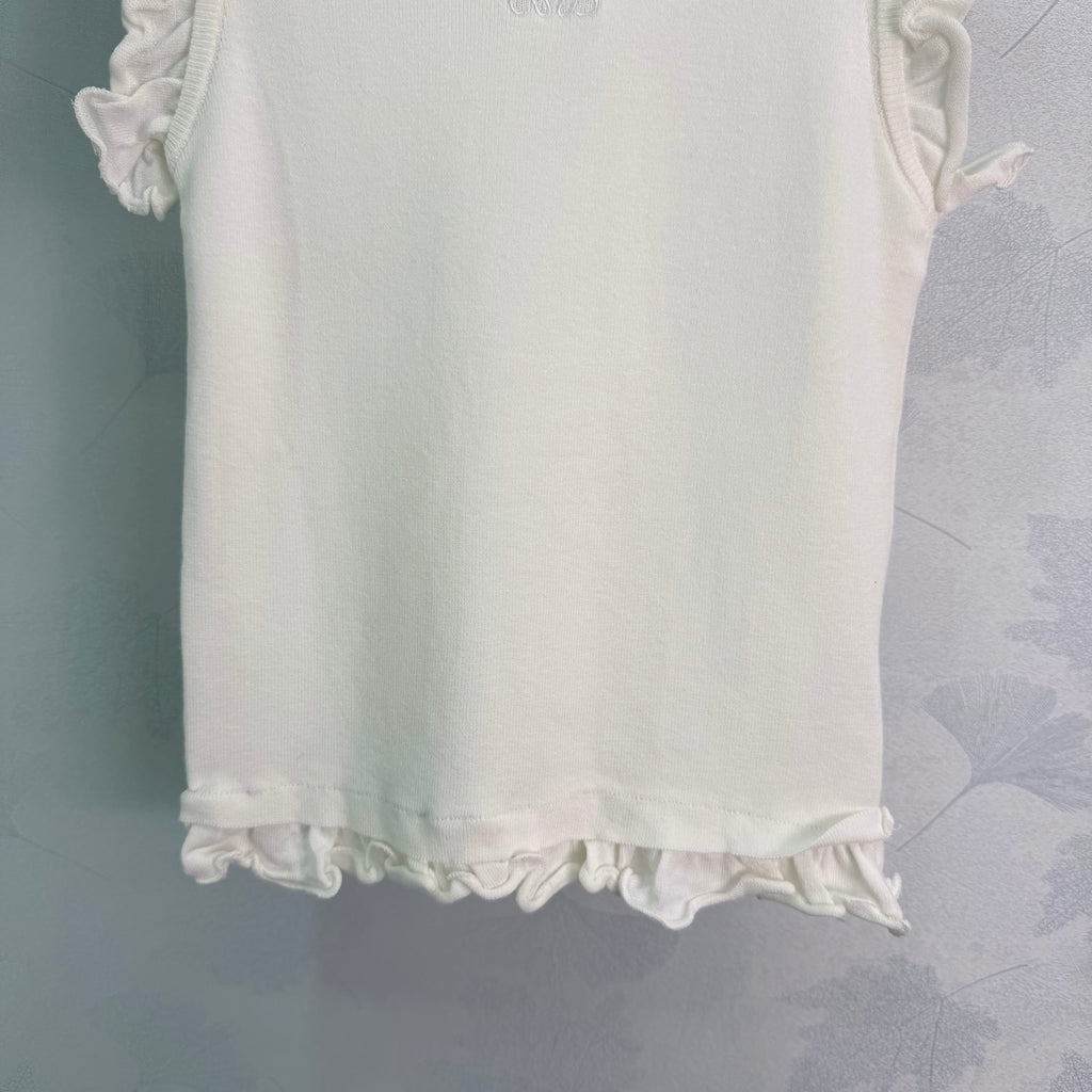 26 New White Ruffled Sleeveless Vest