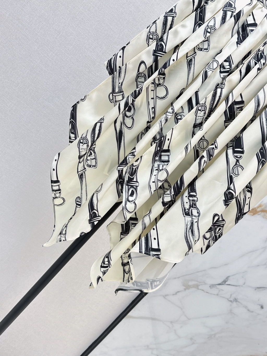 26SS — New Saddle Leather Buckle Printed Irregular Half Skirt