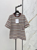 26SS — New Retro Color Block Striped Rolled-Up Short-Sleeve T-Shirt