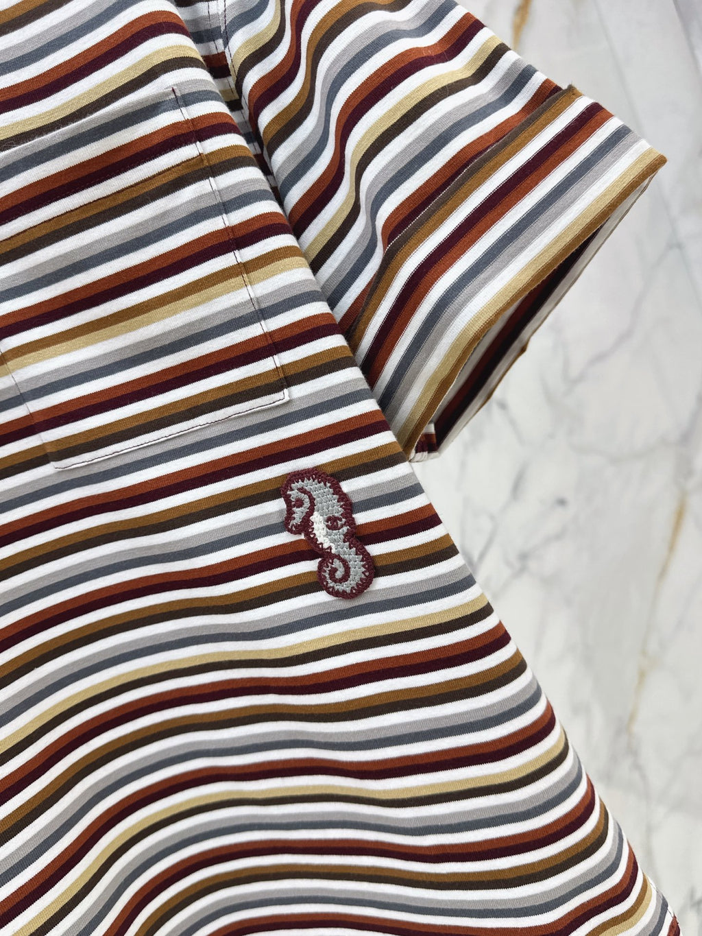 26SS — New Retro Color Block Striped Rolled-Up Short-Sleeve T-Shirt