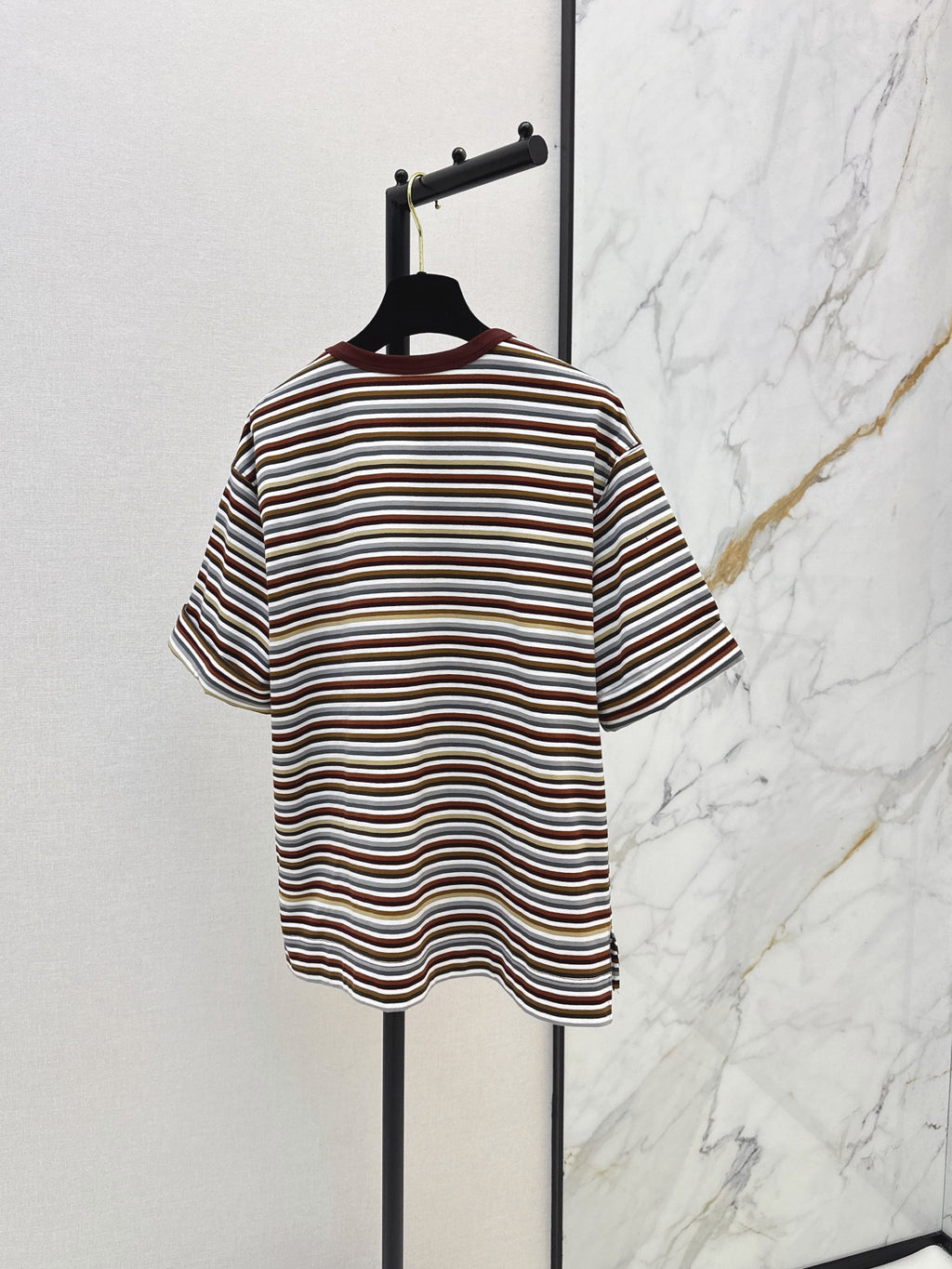 26SS — New Retro Color Block Striped Rolled-Up Short-Sleeve T-Shirt