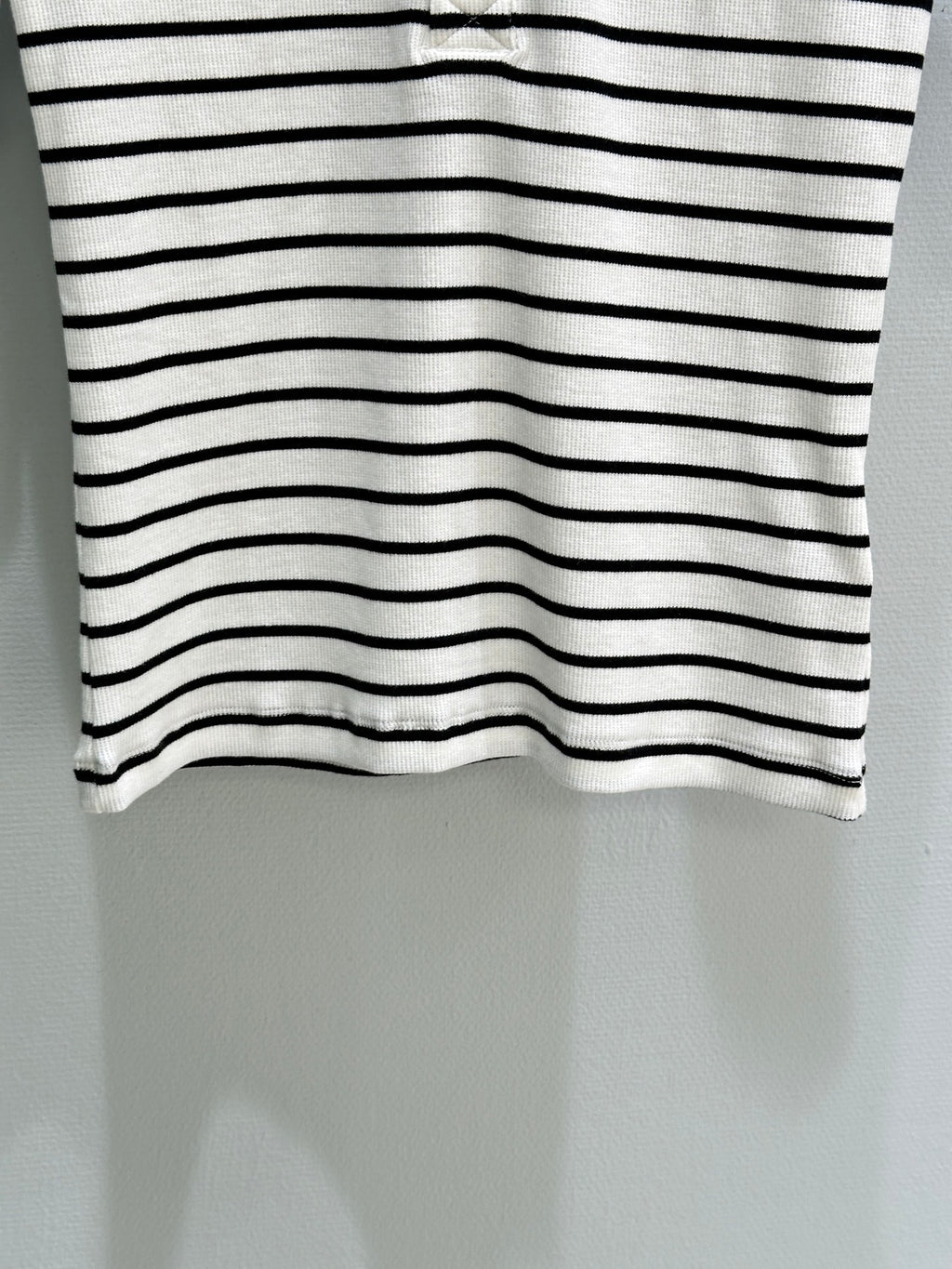 26SS — New Black and White Striped Knit Short-Sleeve T-Shirt