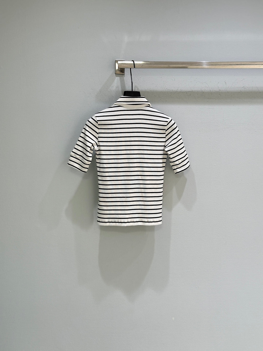26SS — New Black and White Striped Knit Short-Sleeve T-Shirt