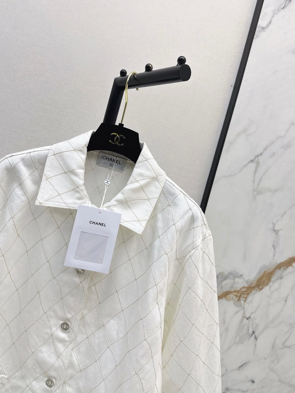 26SS — New Embroidered Diamond Pattern Three-Quarter Sleeve Denim Jacket