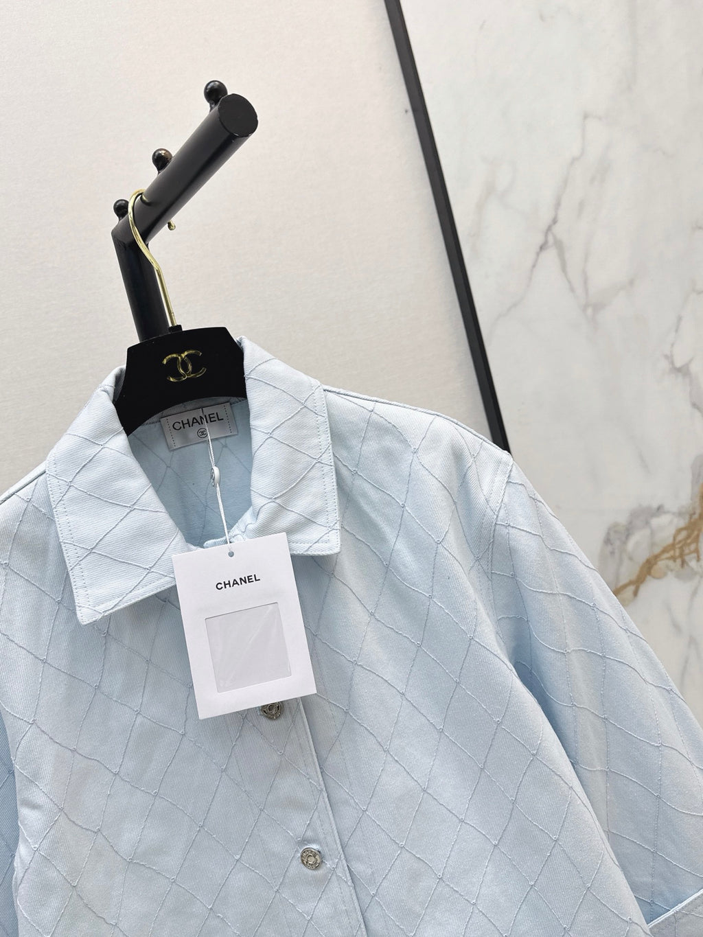 26SS — New Embroidered Diamond Pattern Three-Quarter Sleeve Denim Jacket