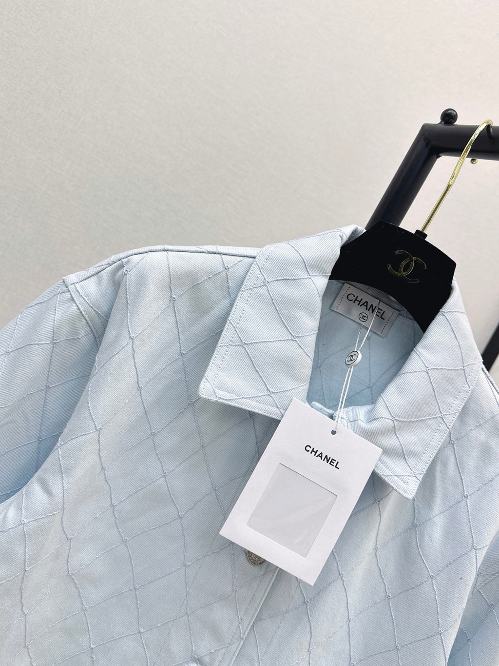 26SS — New Embroidered Diamond Pattern Three-Quarter Sleeve Denim Jacket