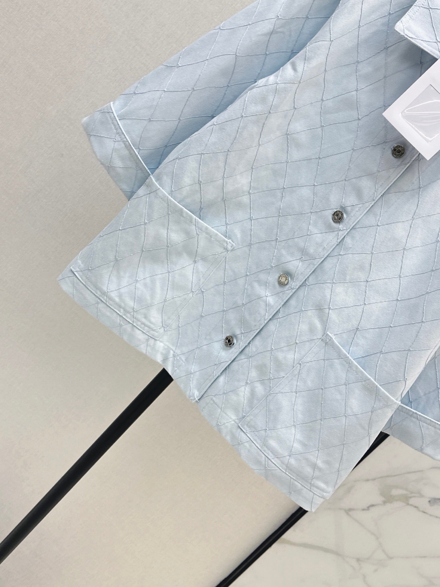 26SS — New Embroidered Diamond Pattern Three-Quarter Sleeve Denim Jacket