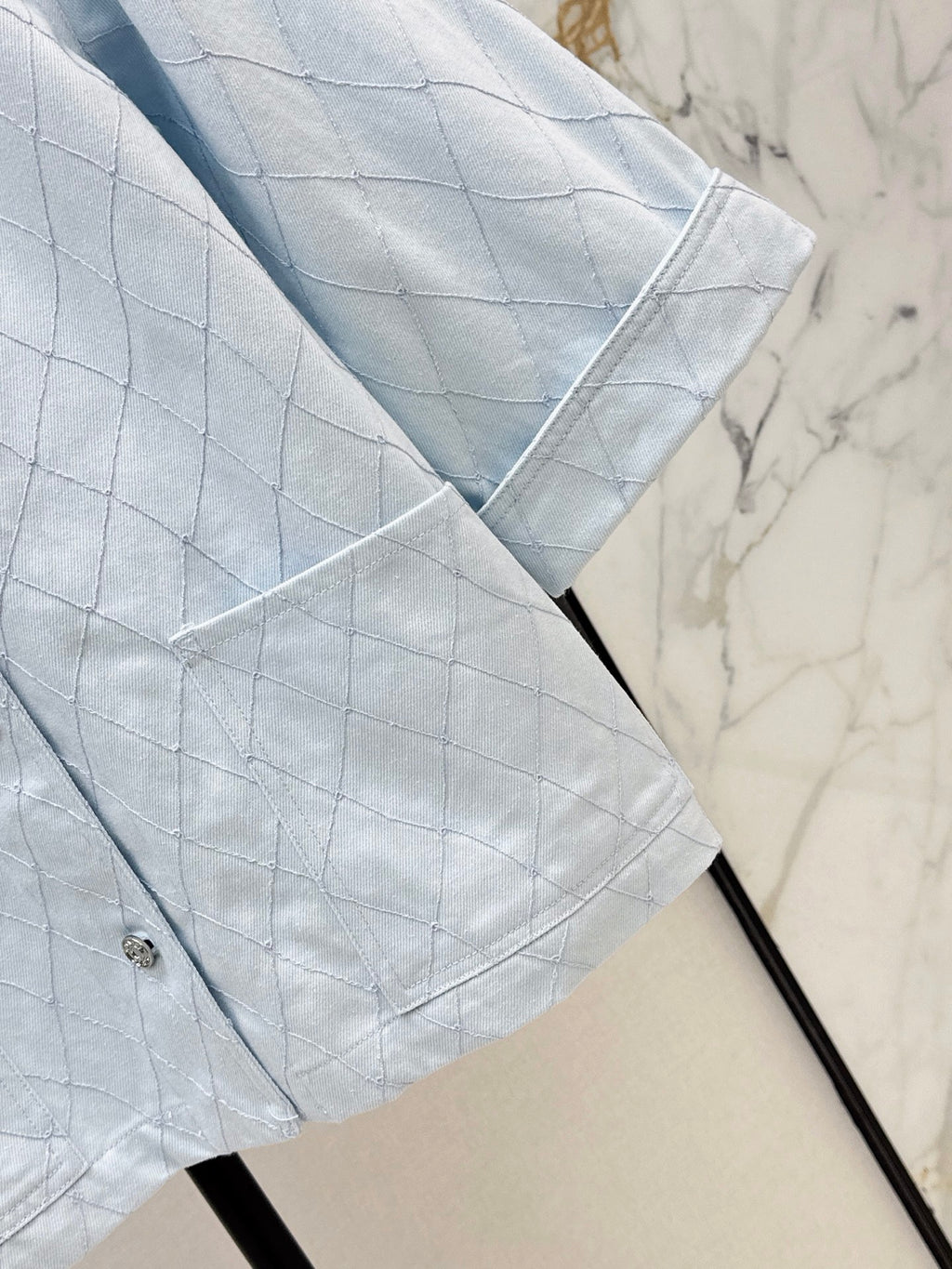 26SS — New Embroidered Diamond Pattern Three-Quarter Sleeve Denim Jacket