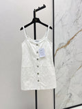 26SS — New Embroidered Diamond Pattern Denim Suspender Dress