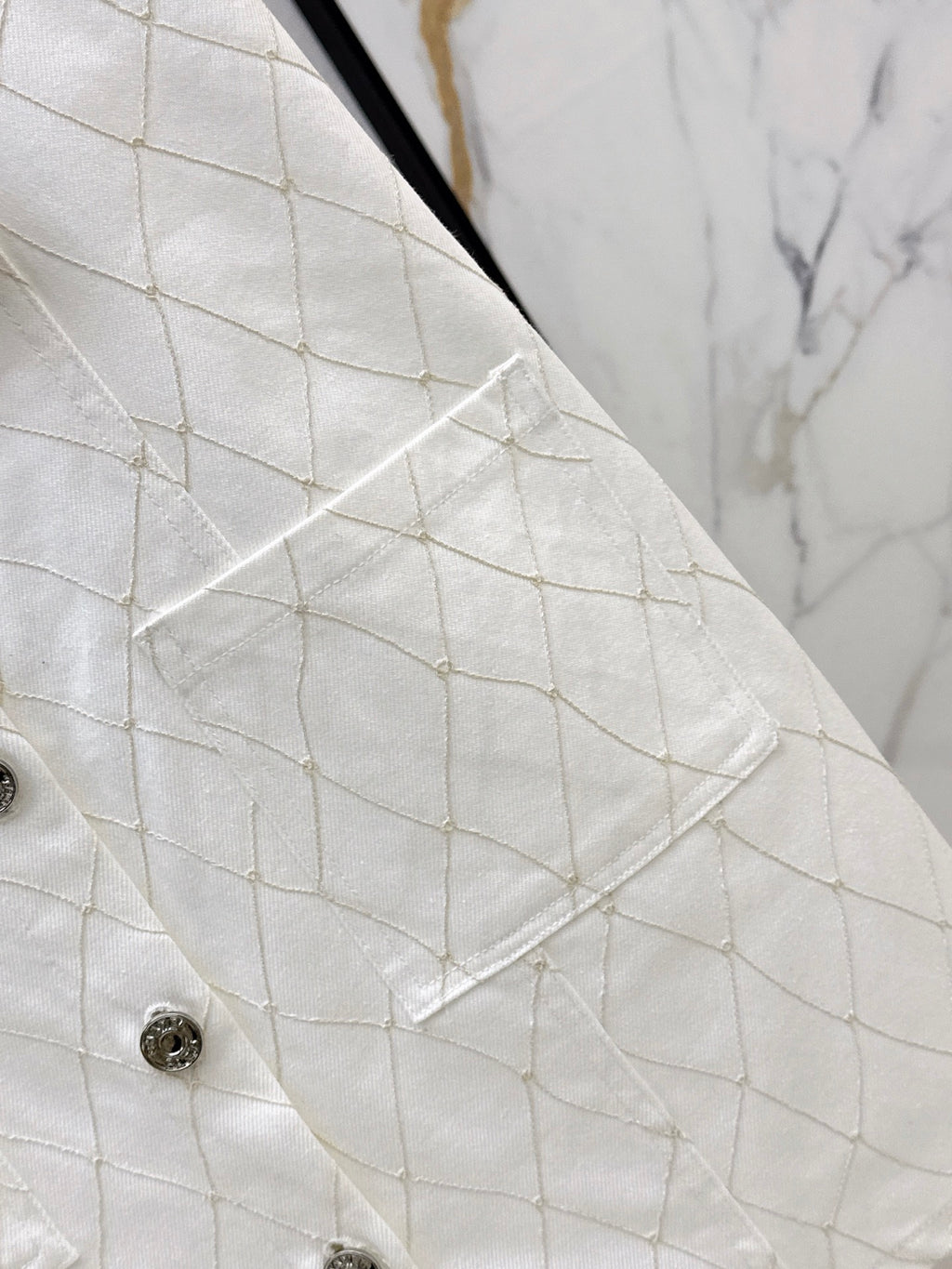 26SS — New Embroidered Diamond Pattern Denim Suspender Dress