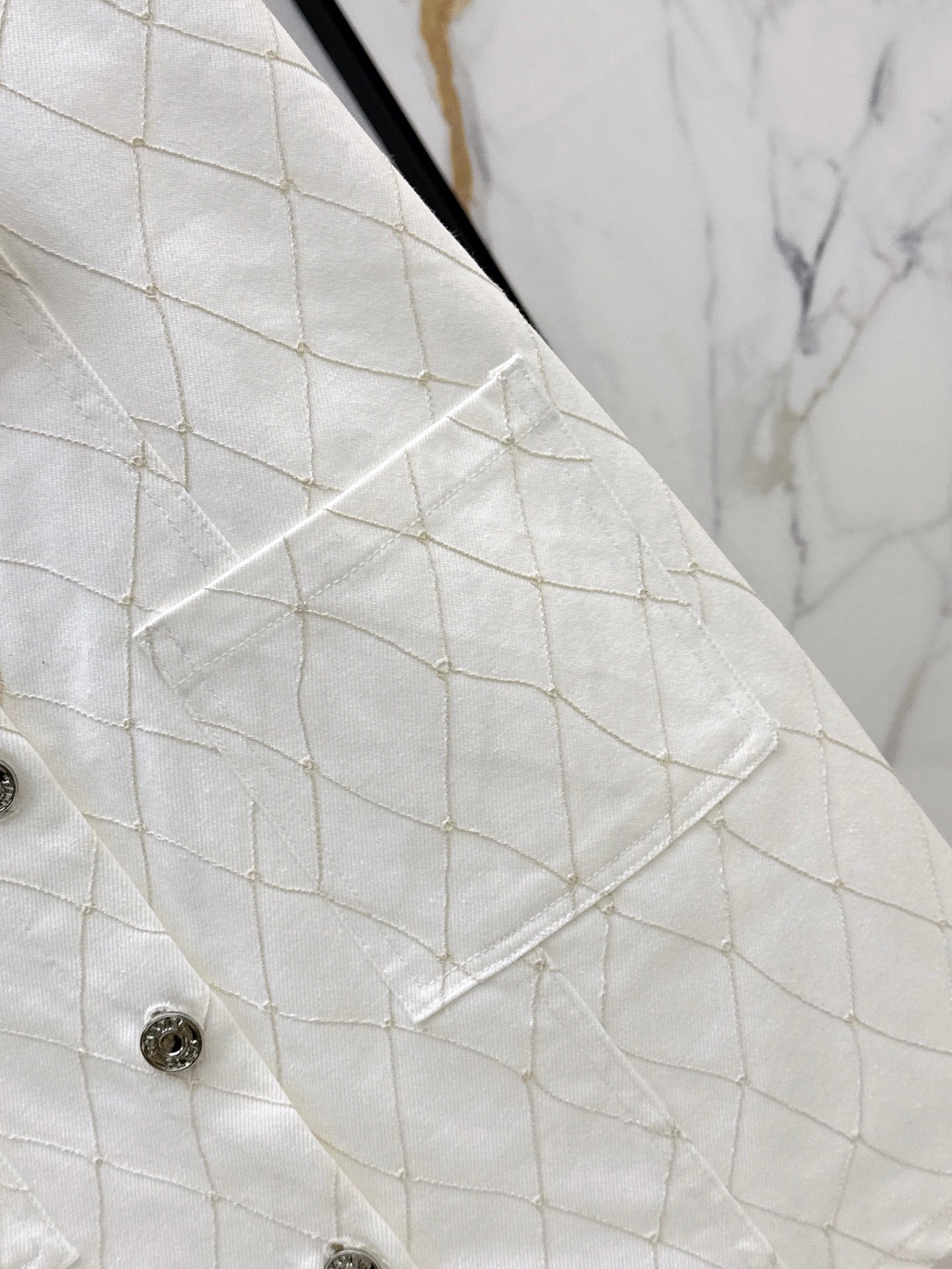 26SS — New Embroidered Diamond Pattern Denim Suspender Dress