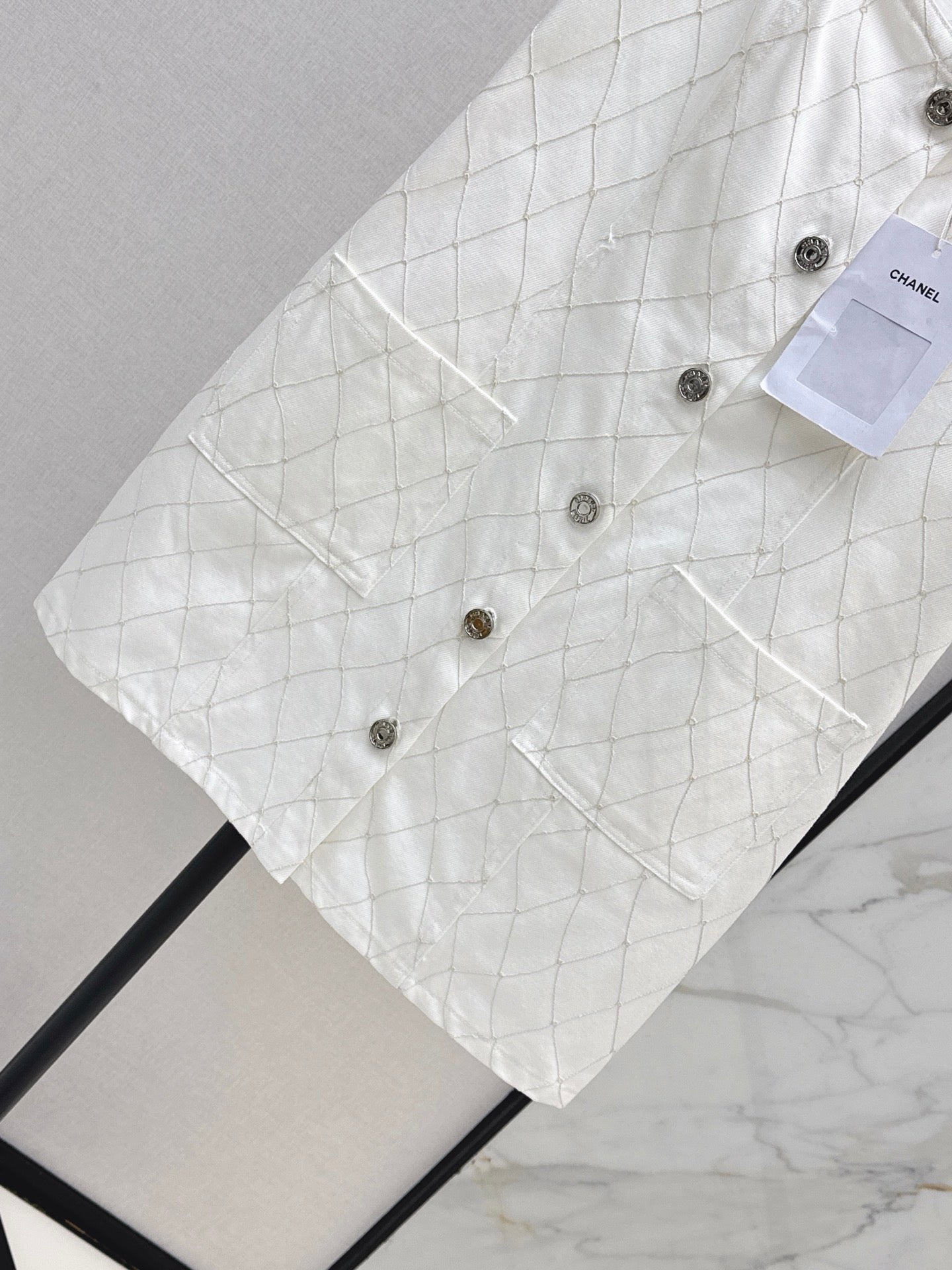 26SS — New Embroidered Diamond Pattern Denim Suspender Dress