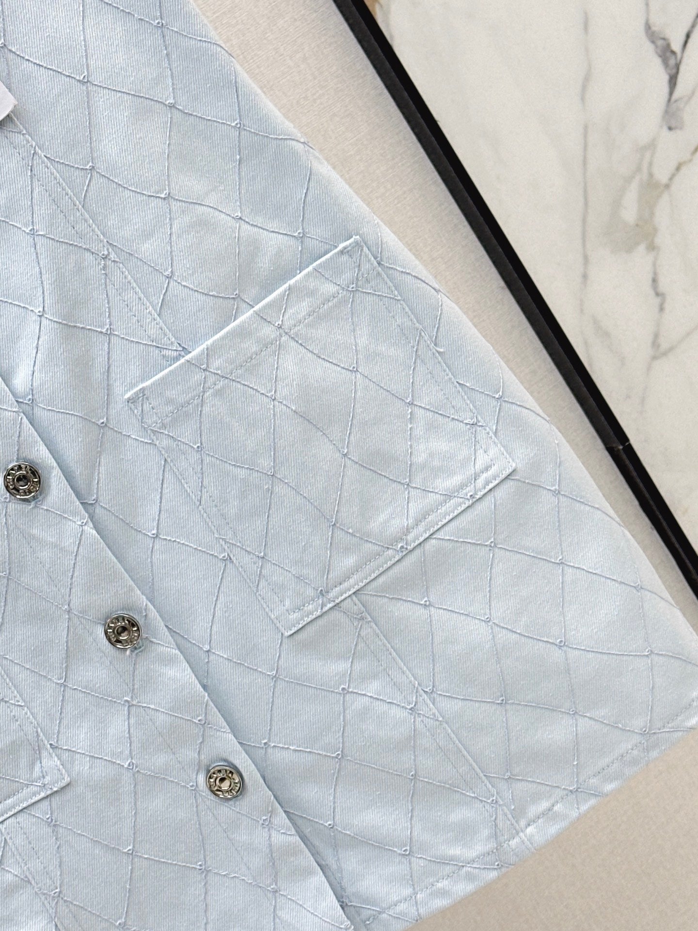 26SS — New Embroidered Diamond Pattern Denim Suspender Dress