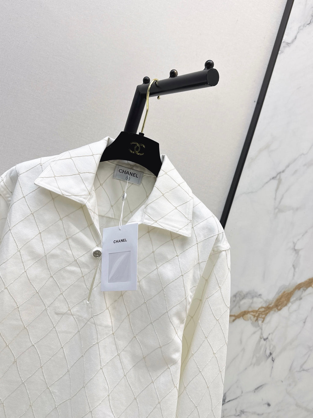 26SS — New Embroidered Diamond Pattern Denim Top