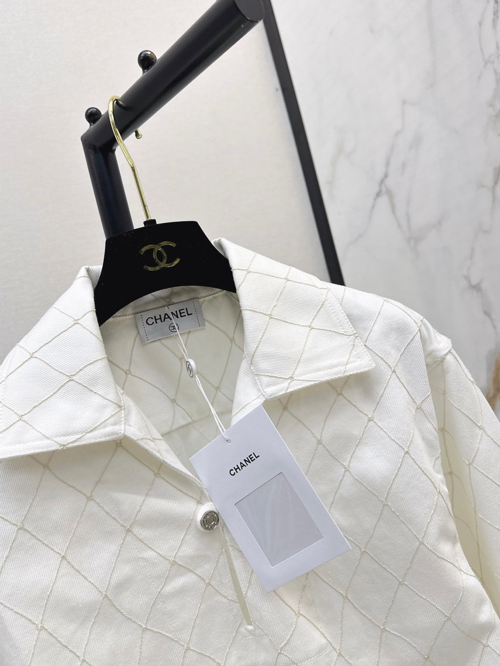 26SS — New Embroidered Diamond Pattern Denim Top