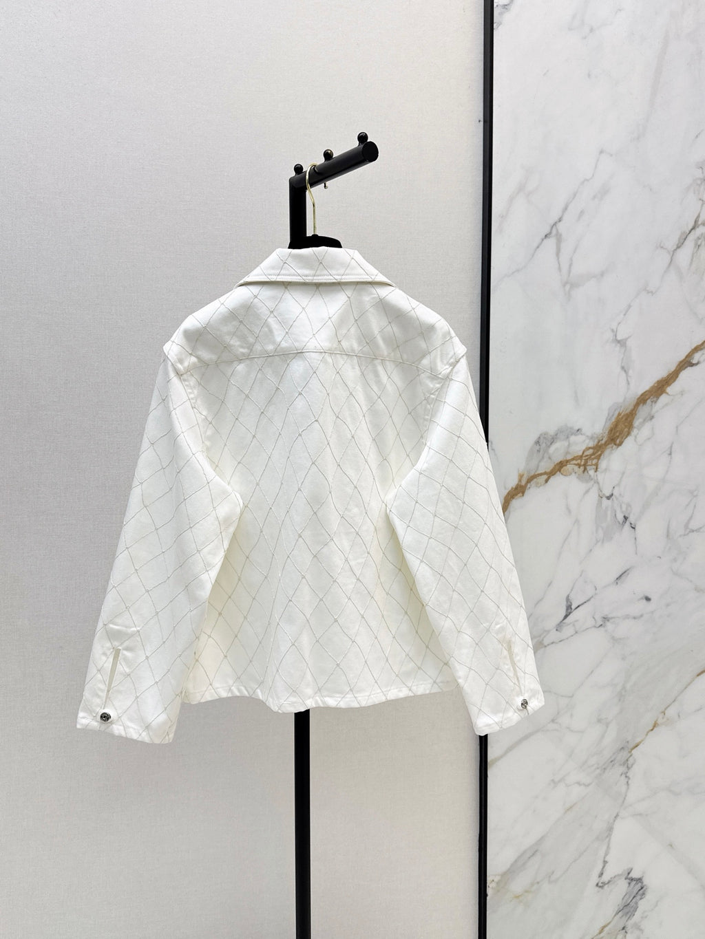 26SS — New Embroidered Diamond Pattern Denim Top