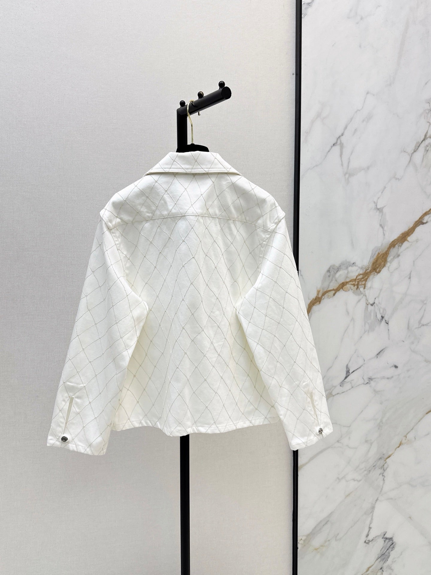 26SS — New Embroidered Diamond Pattern Denim Top