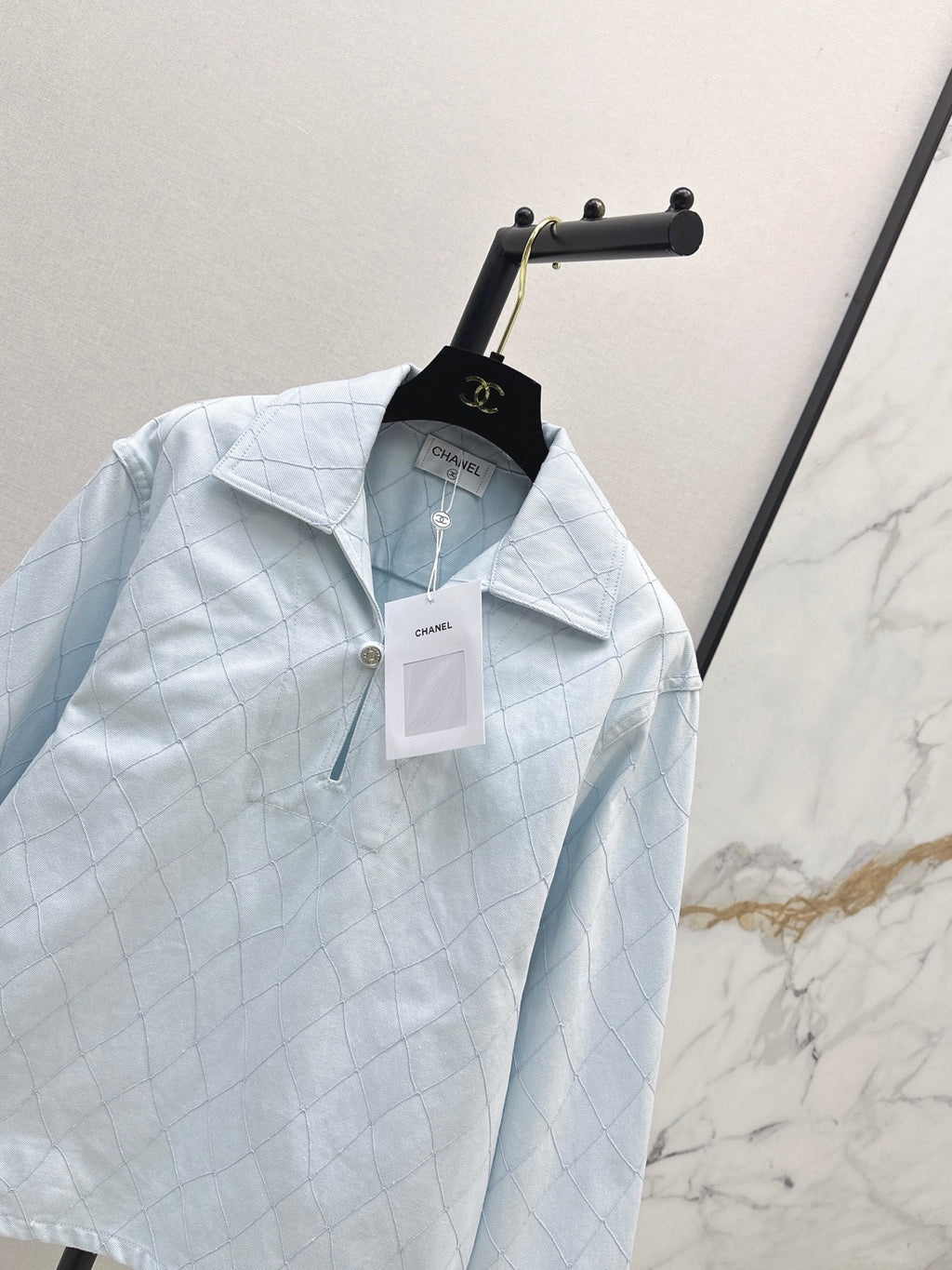 26SS — New Embroidered Diamond Pattern Denim Top