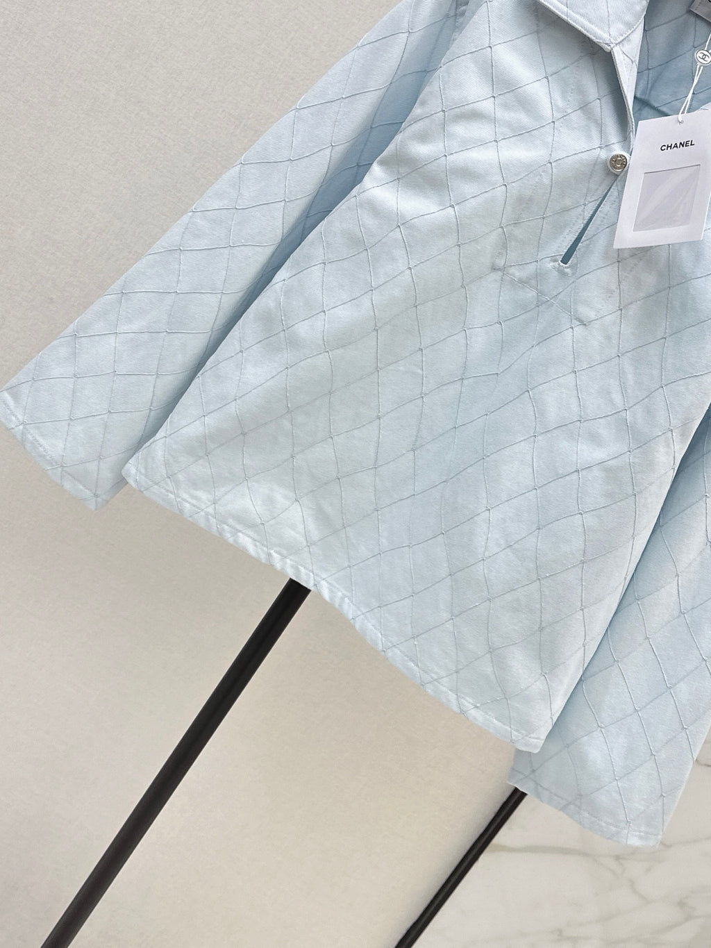 26SS — New Embroidered Diamond Pattern Denim Top