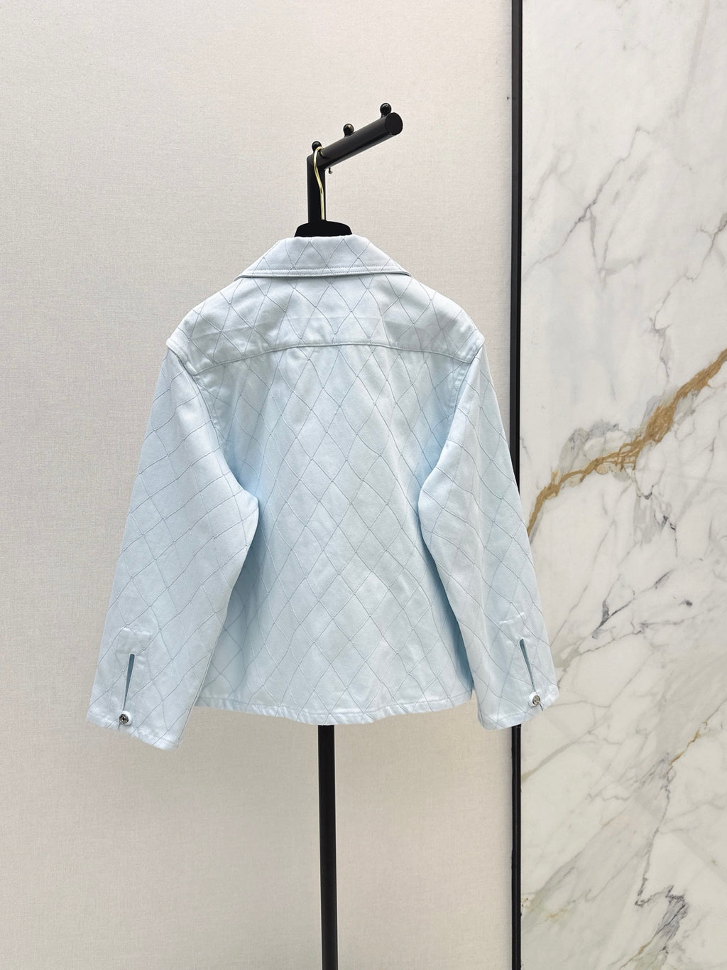 26SS — New Embroidered Diamond Pattern Denim Top